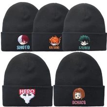 Bonnet unisexe My Hero Academia, Anime Midoriya Izuku Katsuki Shoto Cosplay, bonnet chaud d'hiver, casquette tricotée, chapeau brodé
