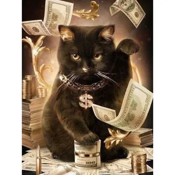 

Sale Full Square Drill 5D Diamond Painting Cat money Cross Stitch Mosaic Rhinestone Picture DIY Diamond Embroidery Home Decor