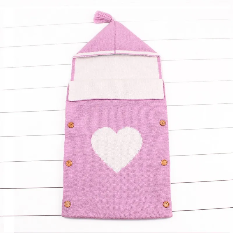 A3 Cotton Sleeping Bag Baby Boy Girl Sleeping Bag Heart Print Newborn Anti-kick Blanket Cover Bedding Wrap - Color: A3