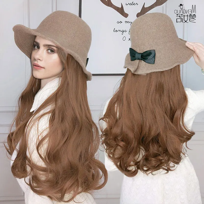 Synthetic Long Curly Hair with Hat Wig 
