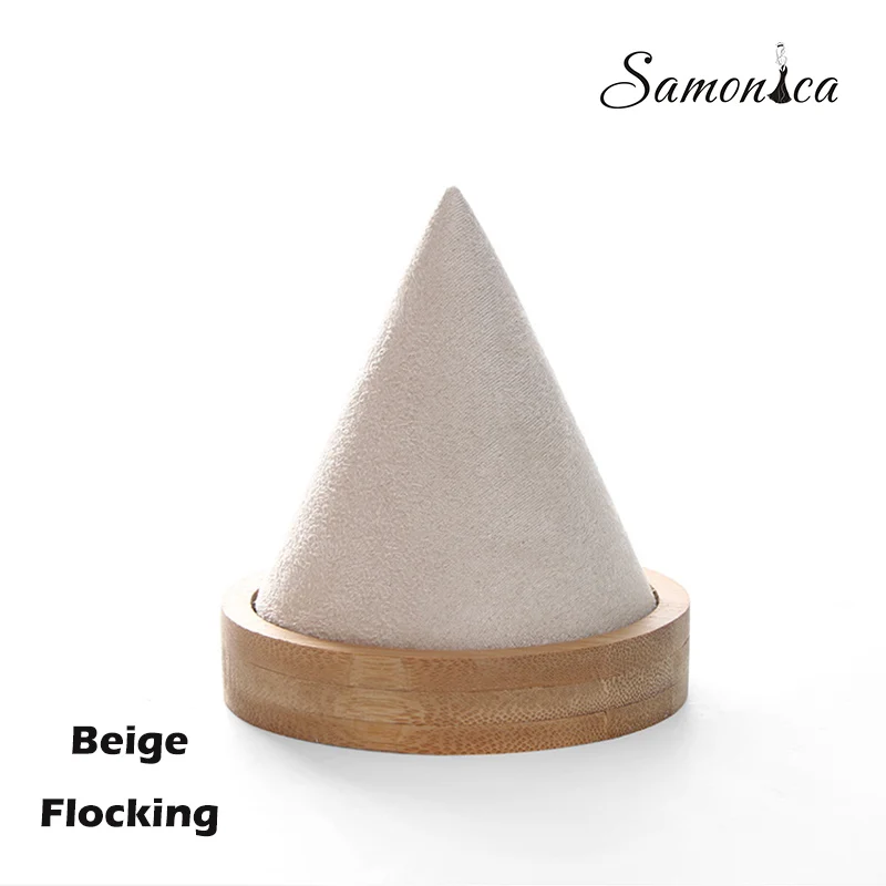 Beige Flocking Бамбуковая коническая форма, ювелирный браслет, стойка для хранения, часы, браслет, органайзер, счетчик ювелирных изделий, чехол для дисплея - Цвет: Beige Flocking