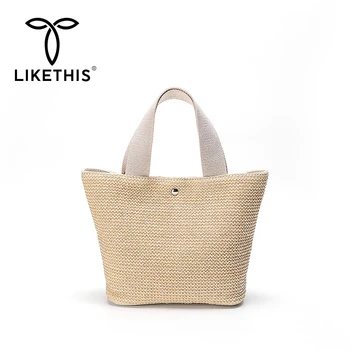 

LIKETHIS 2020 Women Handbag Small Straw Bags Bohemian Casual Woman Summer Ladies Travel Handbags Female Bag Black Large Capacity