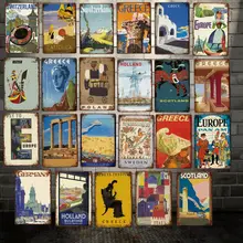 [Mike86] Италия греческая Германия Оловянная вывеска винтажный рисунок на железной поверхности в стиле ретро Заказная Праздничная наклейка для путешествий 20*30 см LT-1947