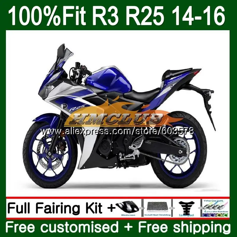 Инъекций для YAMAHA YZF R3 R25 YZFR25 63CL. 34 YZF-R3 YZF-R25 R 25 YZFR3 14, 15, 16, 17, OEM отличные голубой обтекатель - Цвет: No. 1
