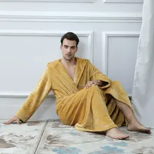 Мужские Фланелевые ночные рубашки с капюшоном, зимние Утепленные удлиненные теплые халаты для сна, фланелевая одежда для отдыха, мужской Комфортный теплый банный Халат