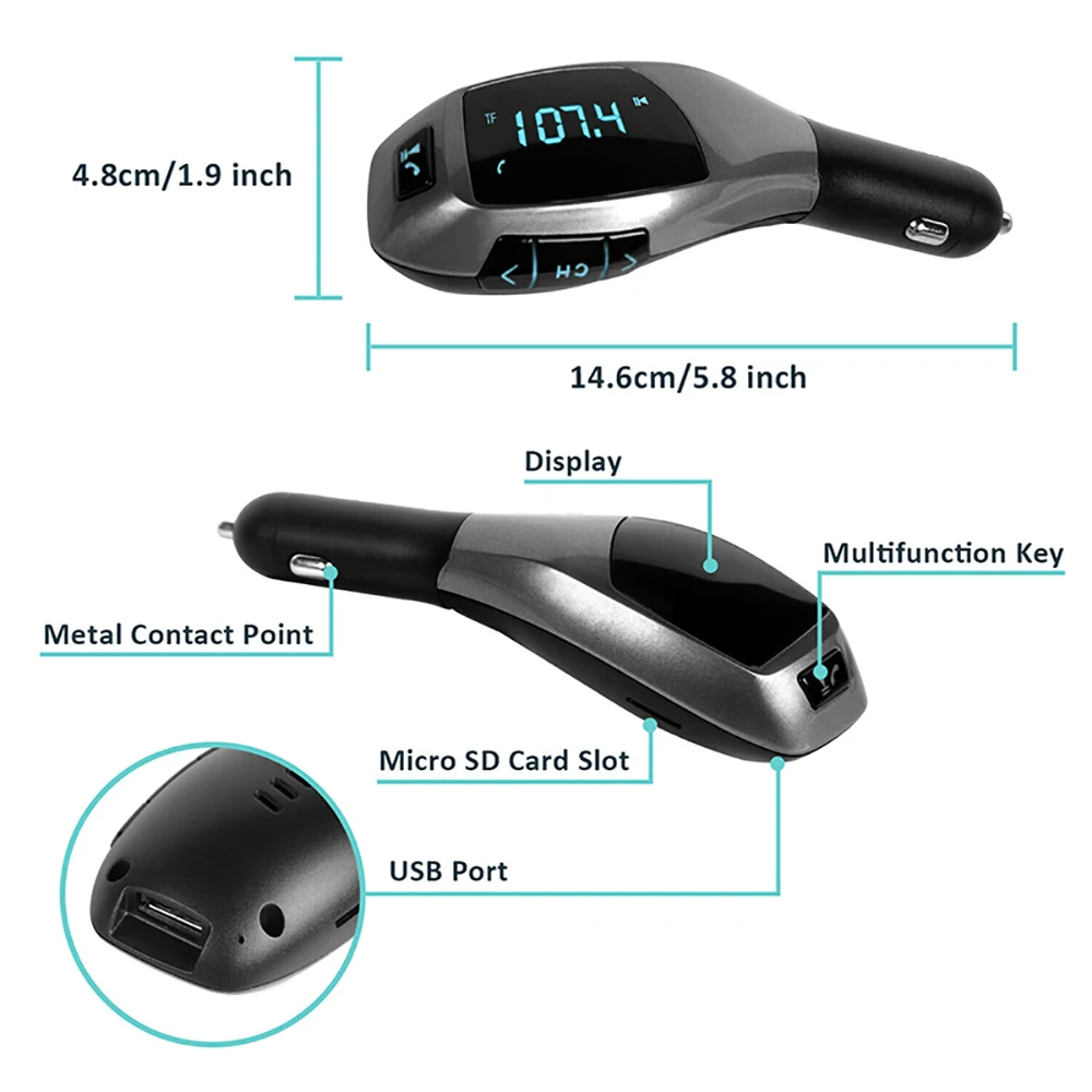 VicTsing ЖК-экран беспроводной Bluetooth fm-передатчик автомобильный комплект Hands-free Звонки MP3-плеер USB зарядное устройство складной fm-передатчик