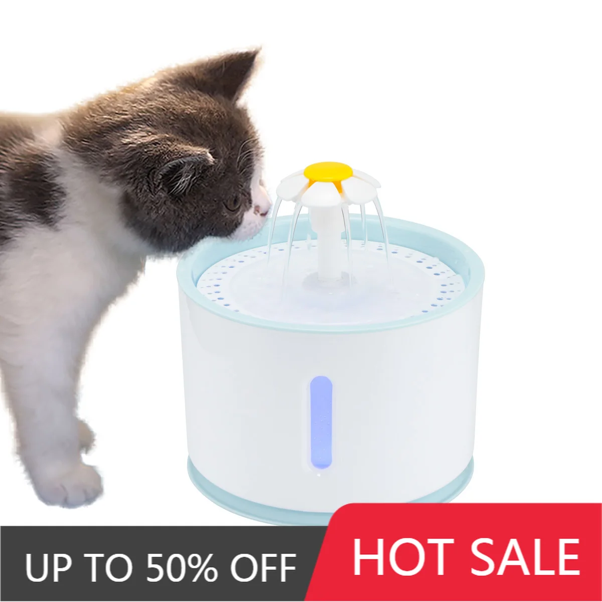 Pet Cats Fountain 2.4L Drinking Window LED Automatic Dog Cats Water Drinking Bowl USB Pet Drinking Dispenser