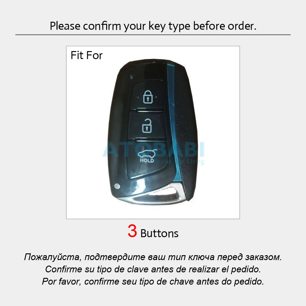 Кожаный чехол для ключей с 3 кнопками hyundai Grand Santa Fe IX45 Smart Remote Fob Shell защитная сумка