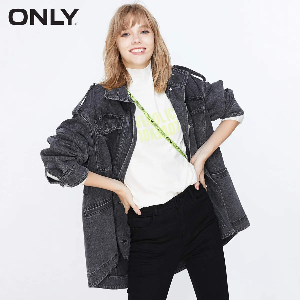 Женская свободная джинсовая куртка | 119354539 - Цвет: CHARCOAL GREY