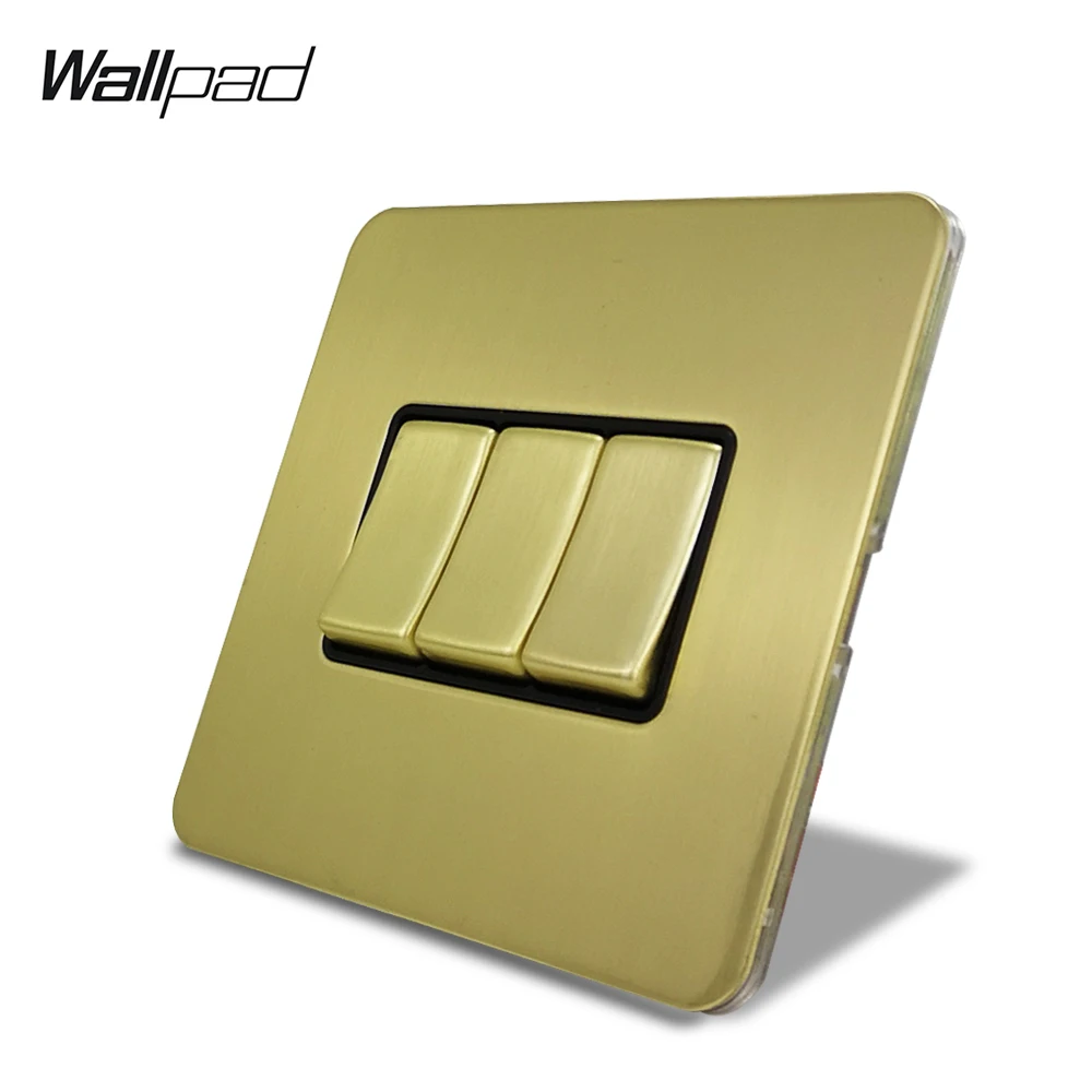 Wallpad Satin Gold 2 банды 1-Way или 2-Way Электрический настенный светильник автомобильный с клавишным переключателем матовый латунный нержавеющий панельный металлический кнопочный