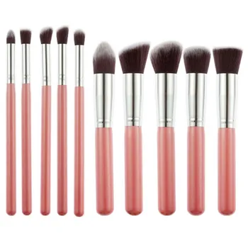 

10pcs/set Makeup Brush Artificial Fiber Brushhead Silver Tube Powder Handle Make Up Brushes Face Cleasing Beauty Tool