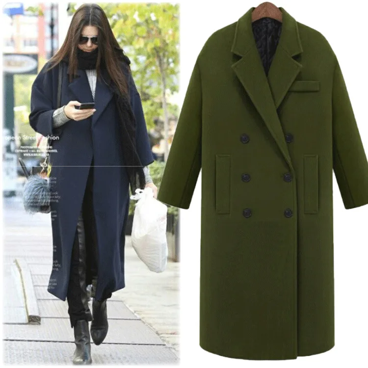 Шерстяное Свободное пальто для женщин длинное женское Пальто свободное Женское