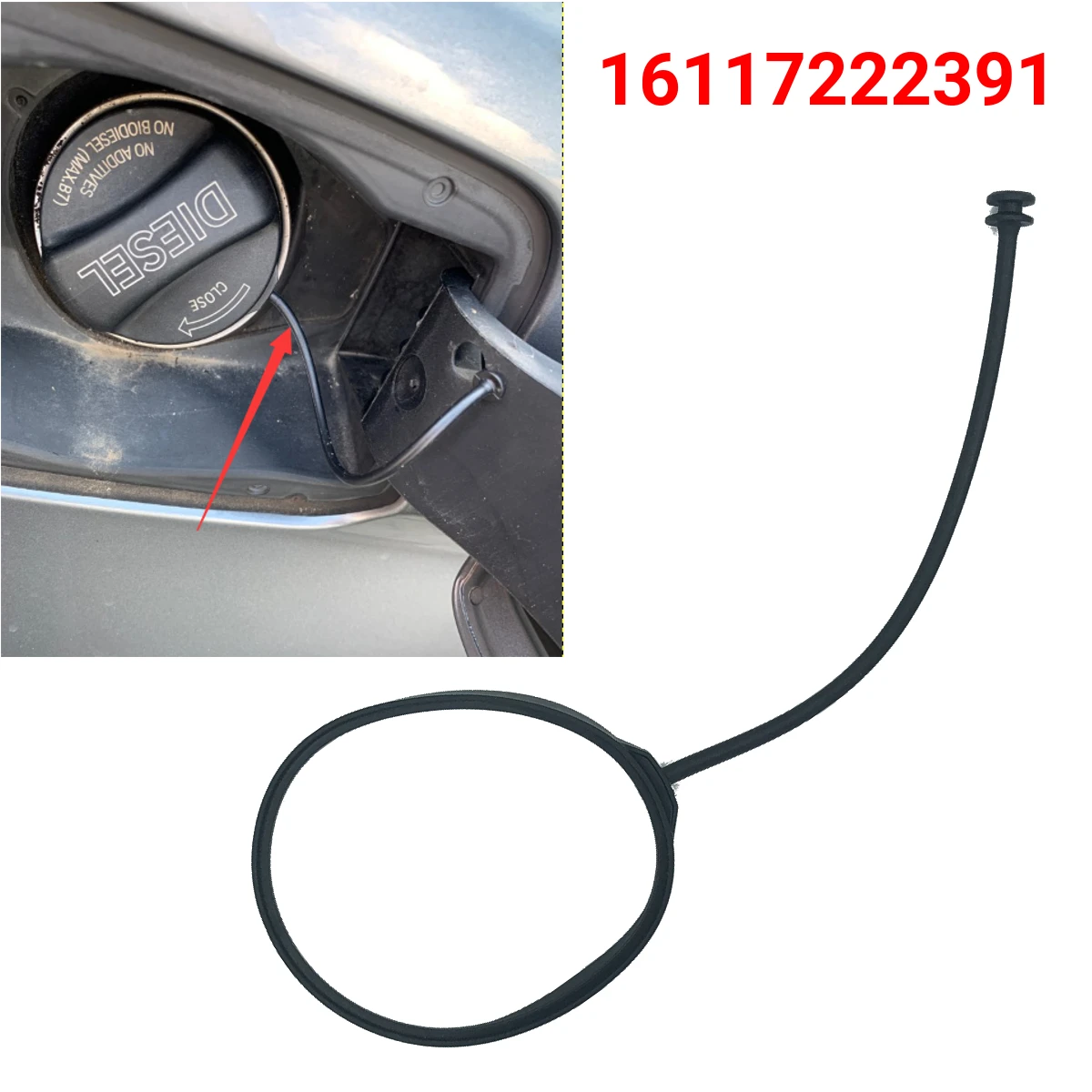 Fuel Oil Tank Cover Cable Sling Gas Cap Rope Line 16117222391 For Bmw