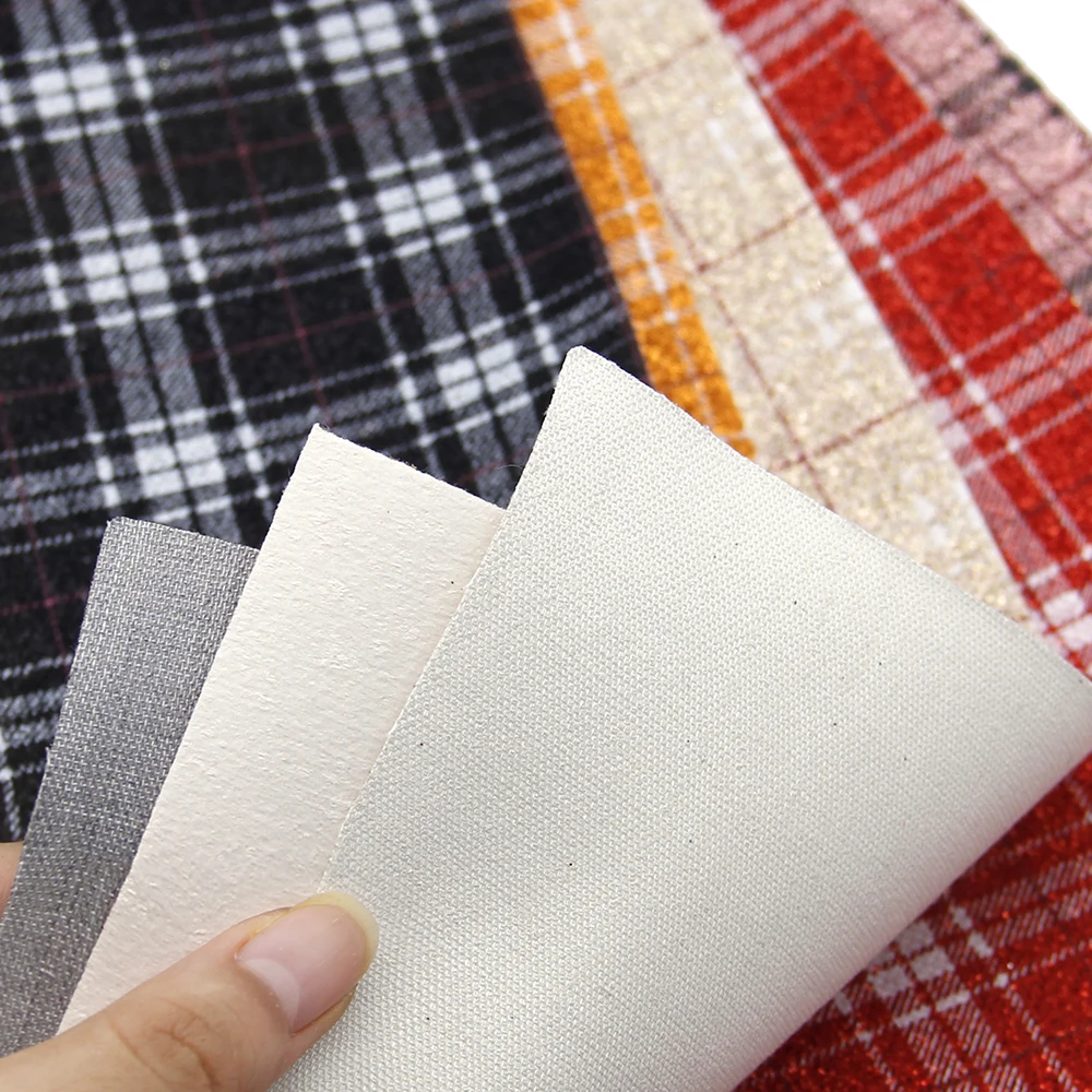 20*34cm Plaid Patterns Printed Synthetic Leather,DIY Handmade Materials For Making Crafts,1Yc7549