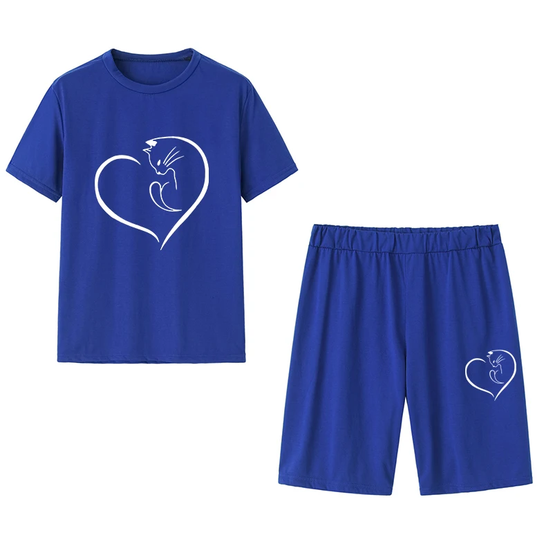 

Women Sets Summer Tracksuits T shirt + Pant Fashion Casual Outfits Fitness Printing Short Sleeve Sportswear Loose Shorts
