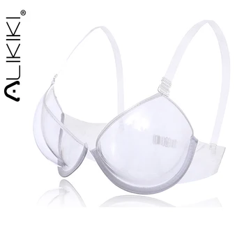 

Sexy Women 3/4 Cup Transparent Clear Plastic Bra Strap Gather Push Up Invisible Bras Underwear See Through Bralette Mujer