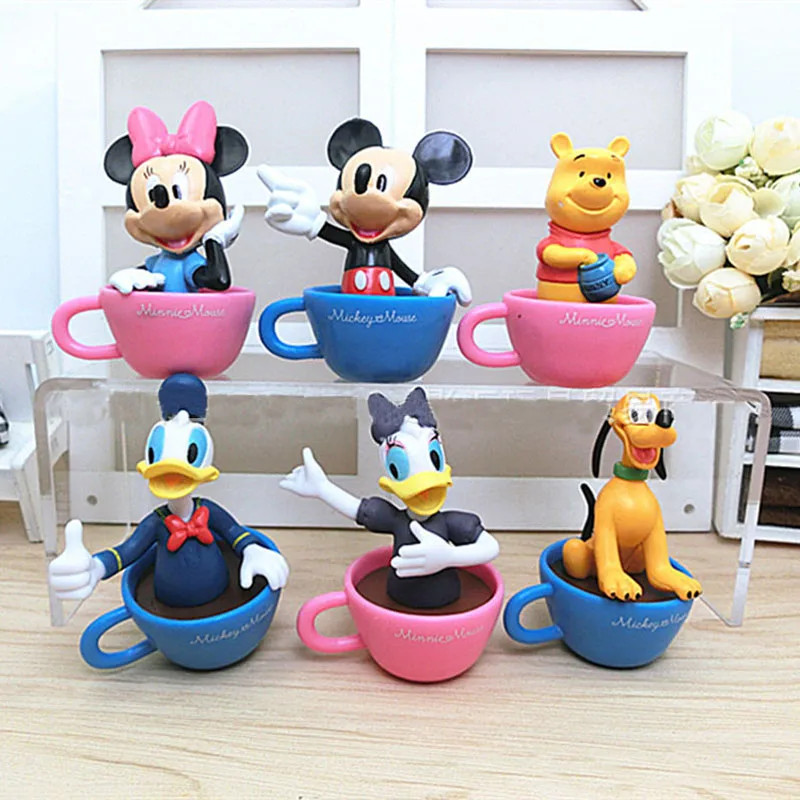 

Mickey&Minnie Mouse Action Figures Doll Toy Cartoon Mickey Minnie Goofy Dog Donald Duck PVC Doll Cake Decoration Kids Gift 6pcs