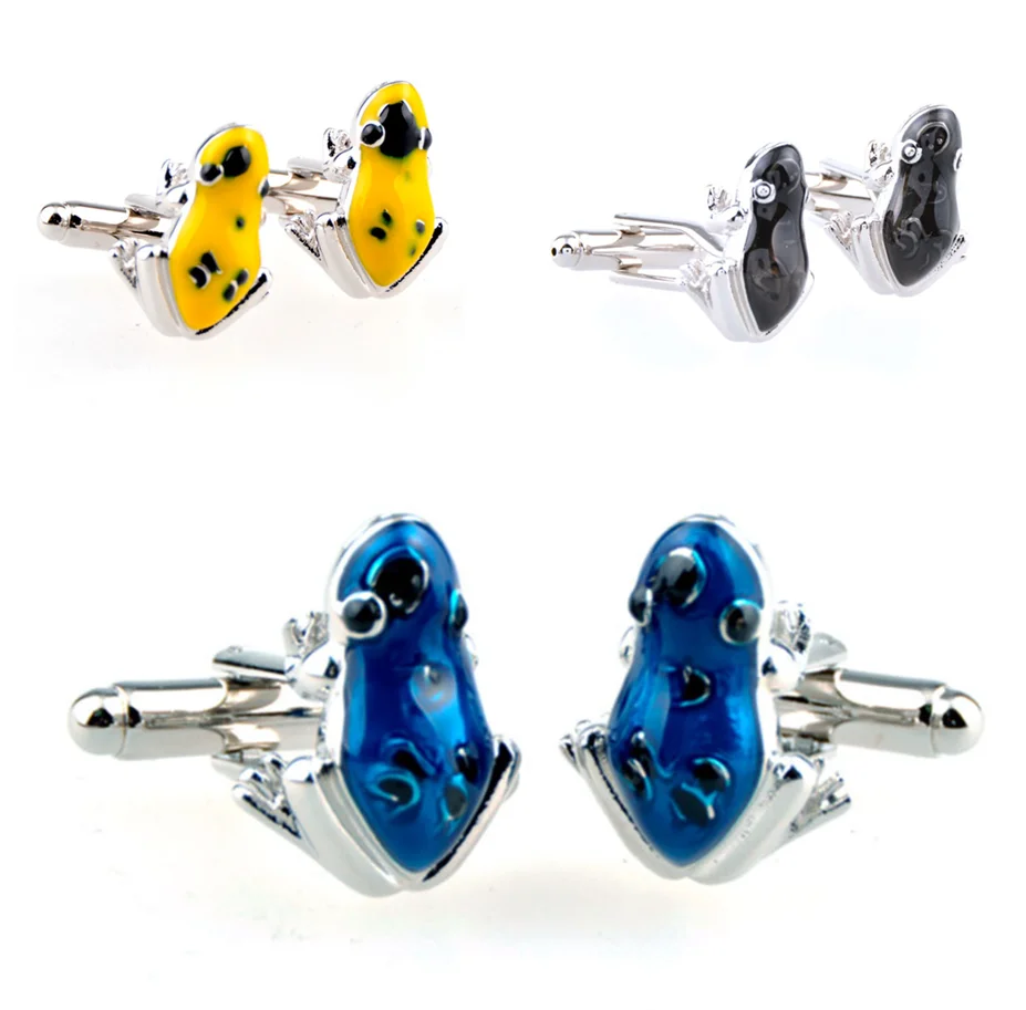 10 пар/лот синий/желтый/черный лягушка Запонки романтический животных запонки