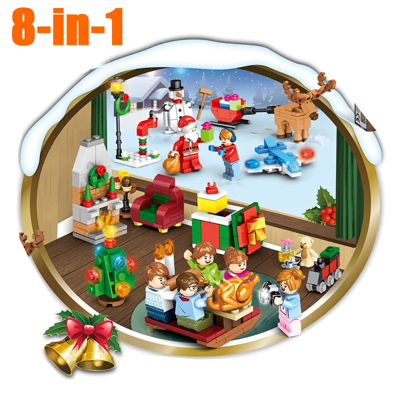 Рождество сцена строительный блок кирпич Санта-Клаус Турция собрать вместе мини игрушка фигурка совместима с лего Рождественский подарок на год ребенок