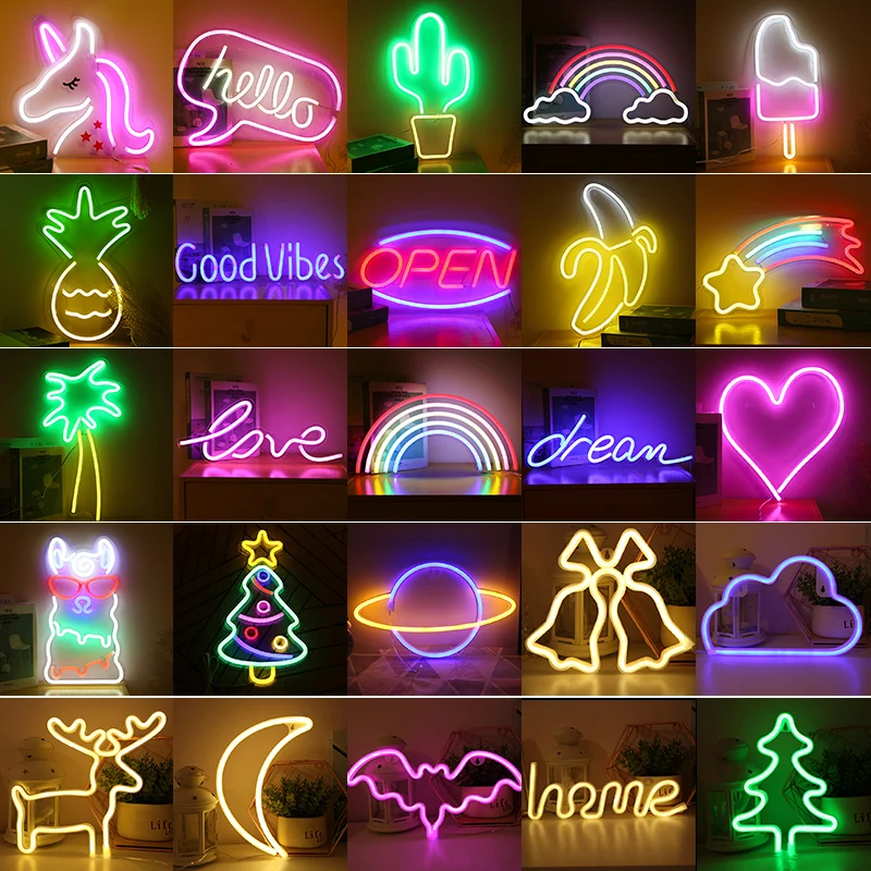 ColoridoLEDNeonLightparaDecoraodeCasaRainbowArtSign