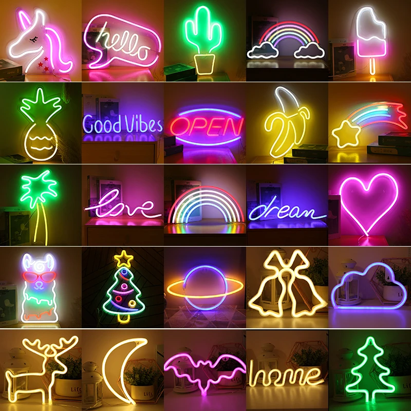 Led Neon Light Colorful Rainbow Art Sign Hanging Night Lamp For Home Party  Wedding Bedroom Decoration Xmas Gift Neon Lamp|LED Night Lights| -  AliExpress