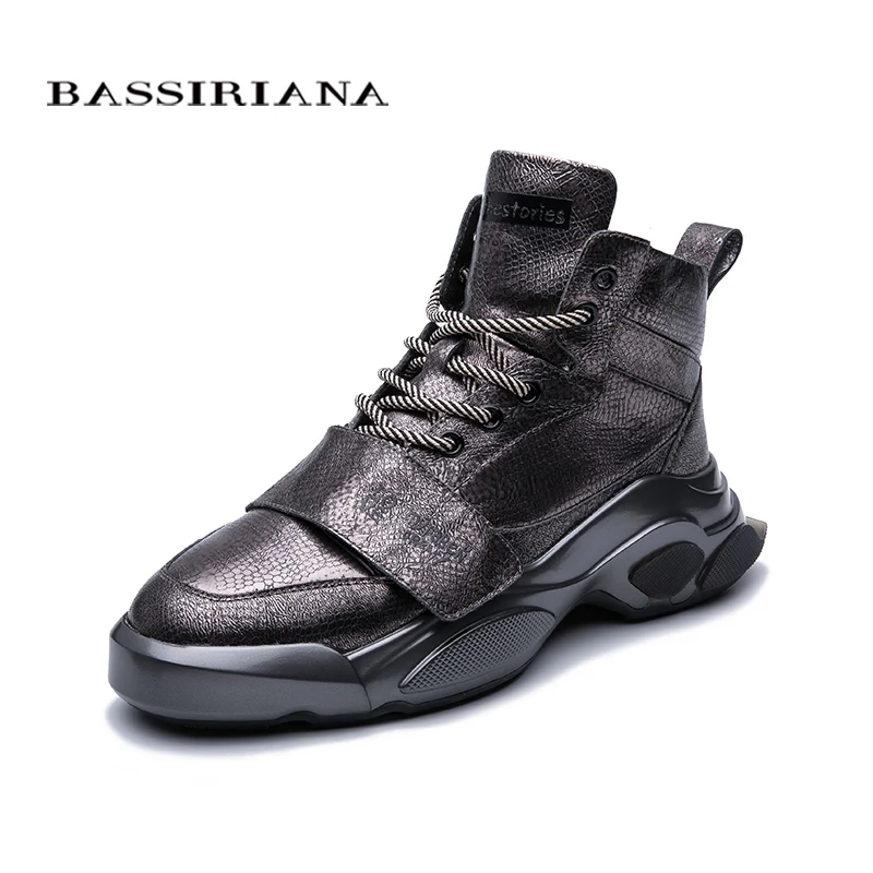 BASSIRIANA2019 зимние новые женские туфли плоские повседневные кожаные теплые туфли металлический цвет кожа мода тенденция
