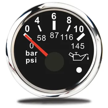 

52mm 2 inch Car 0~10 Bar 0-145 PSI Oil Pressure Gauge Automobile Sensor Metric Table Oil Press Meter 12V Truck Boat With Alarm