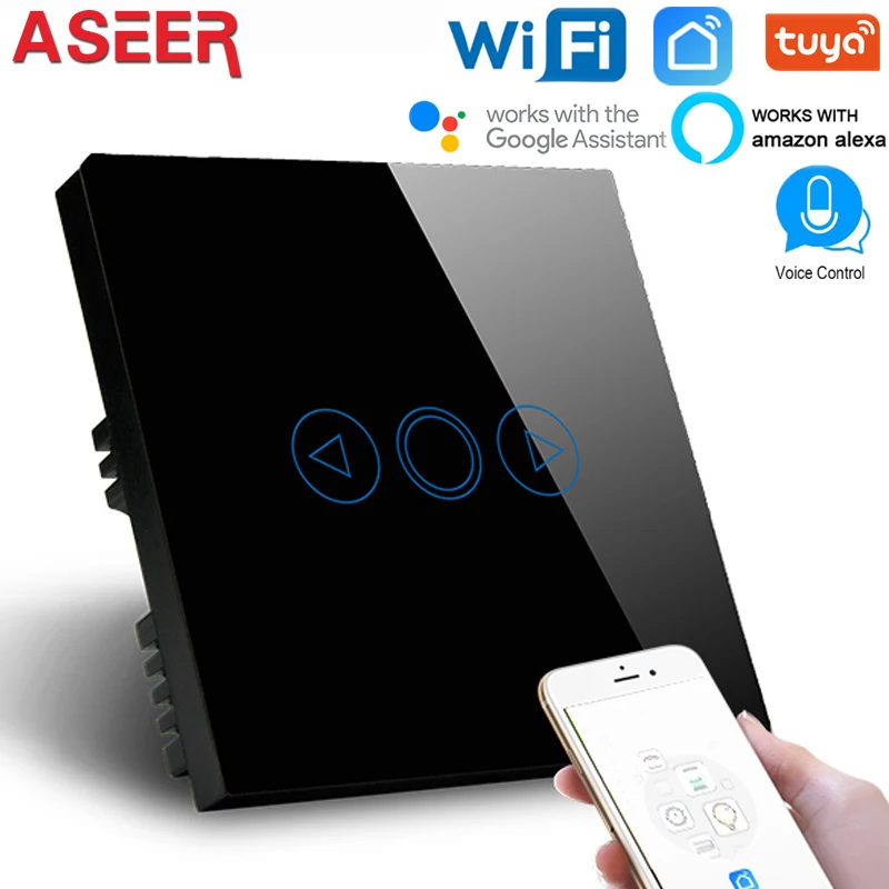 ASEER, Великобритания wi-fi-регулятор светодиодного освещения переключатель, 1 банда смарт-переключатель диммер wifi управление, Хрустальная стеклянная панель, совместимость Alexa Google Assistant
