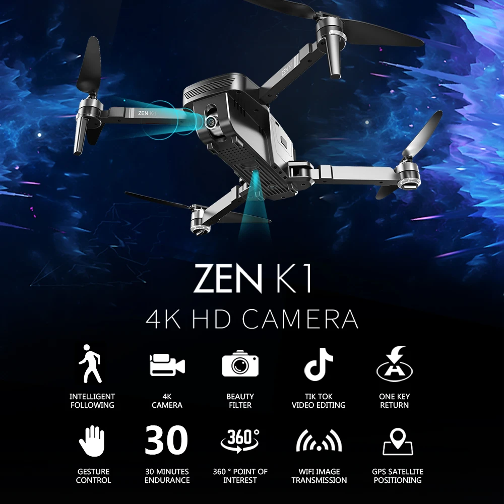 VISUO ZEN K1 5G WIFI Радиоуправляемый Дрон 4K GPS бесщеточная двойная камера широкий угол