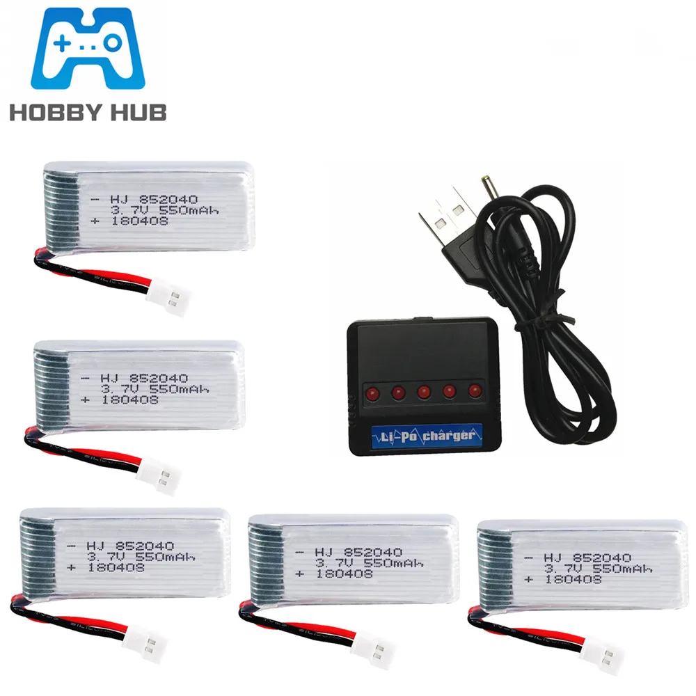 3 7 V 550mAh 852040 lipo батарея + 5 в 1 зарядное устройство для JXD 523 523W H43WH RC Quadcopter Drone запасные
