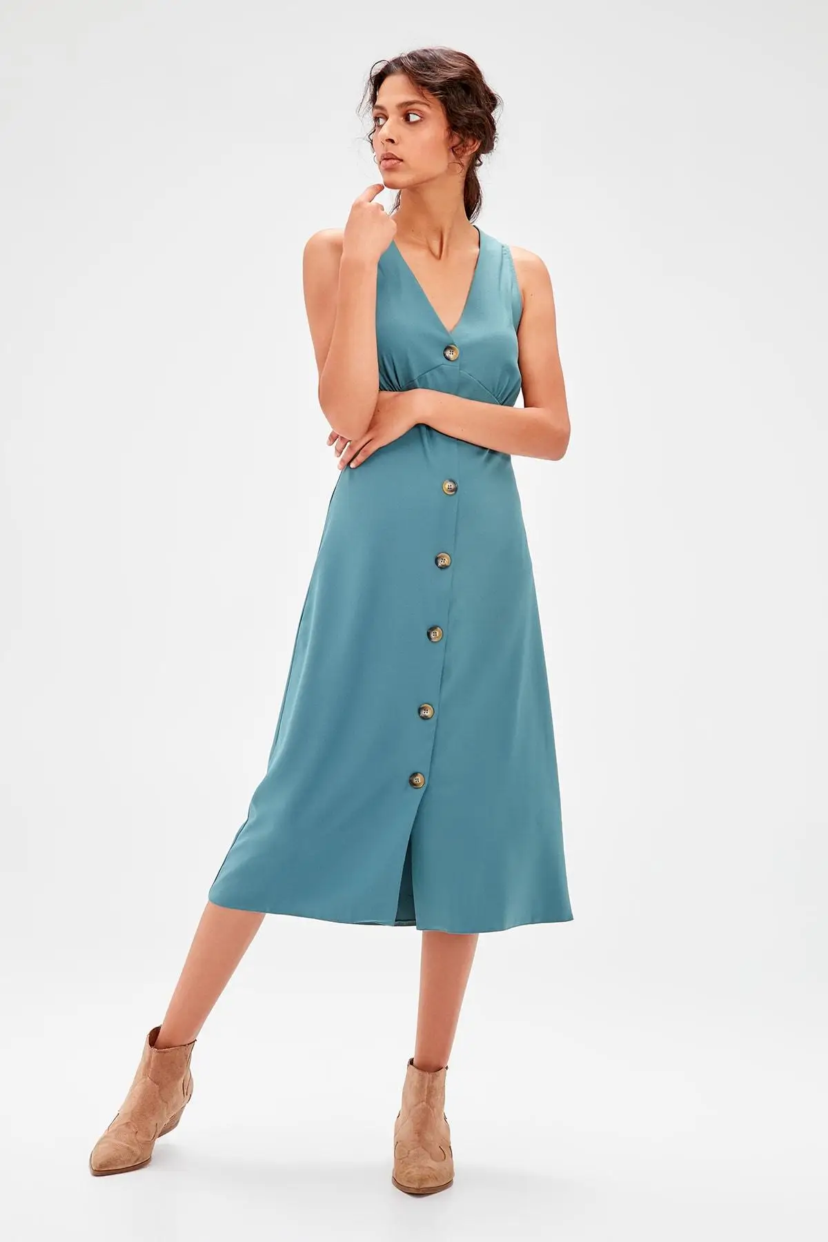 

Trendyol Mint Button Dress TWOAW20EL0575