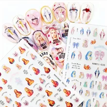 

3D Nail Stickers Cartoon Bear Beauty Girl Nail Art Stickers Decal Template diy nail tool decorations