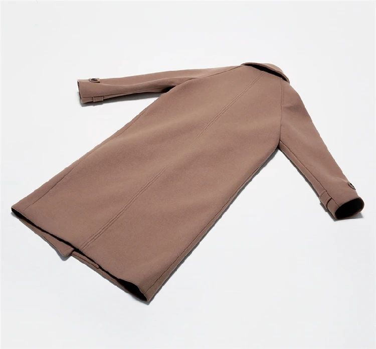 Женская элегантная Зимняя шерстяная куртка, умный коричневый длинный шерстяной кардиган, большие размеры, Manteau Femme Hiver