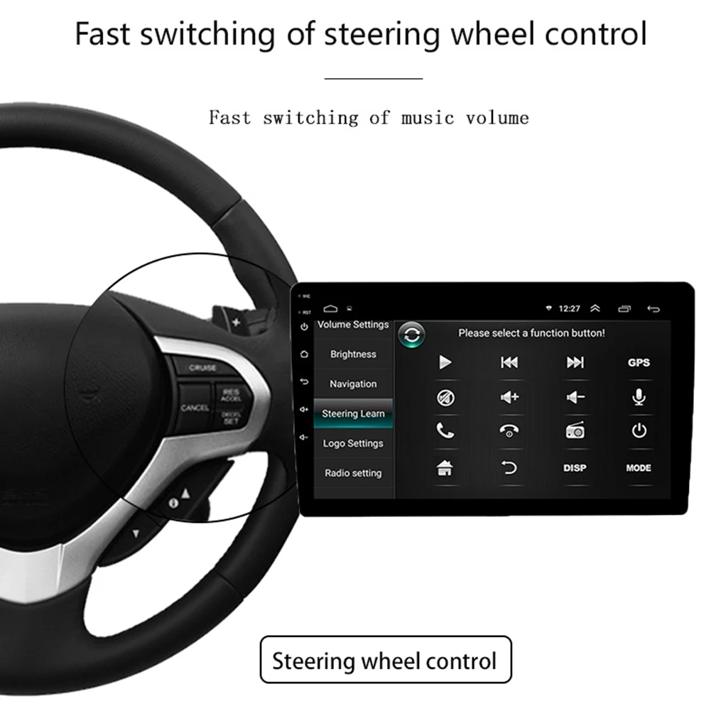 Android 10 Car Monitor Video Player Multimedia Player WiFi Bluetooth GPS Head Unit 1080HD Display Universal Auto Stereo GPS Map