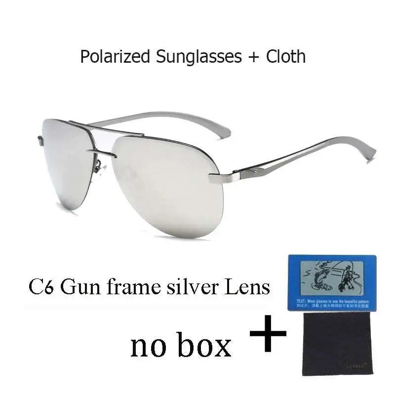 143 c6 no box Hommes lunetes de soleil polarisées hommes marque Design lunetes de soleil en aluminium jambe miroir lentille lunetes de sole - Цвет линз: 143 c6 no box
