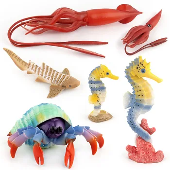 

Simulation of wild marine animals solid shark squid hermit crab color version of biological model ornament