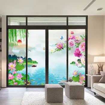 

Living room glass sticker translucent opaque bathroom bedroom glass door window sticker frosted glass film