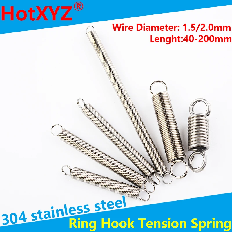 1.5mm 304 Stainless Steel Extension Expanding Spring Double Loop 2pcs Wire Dia 