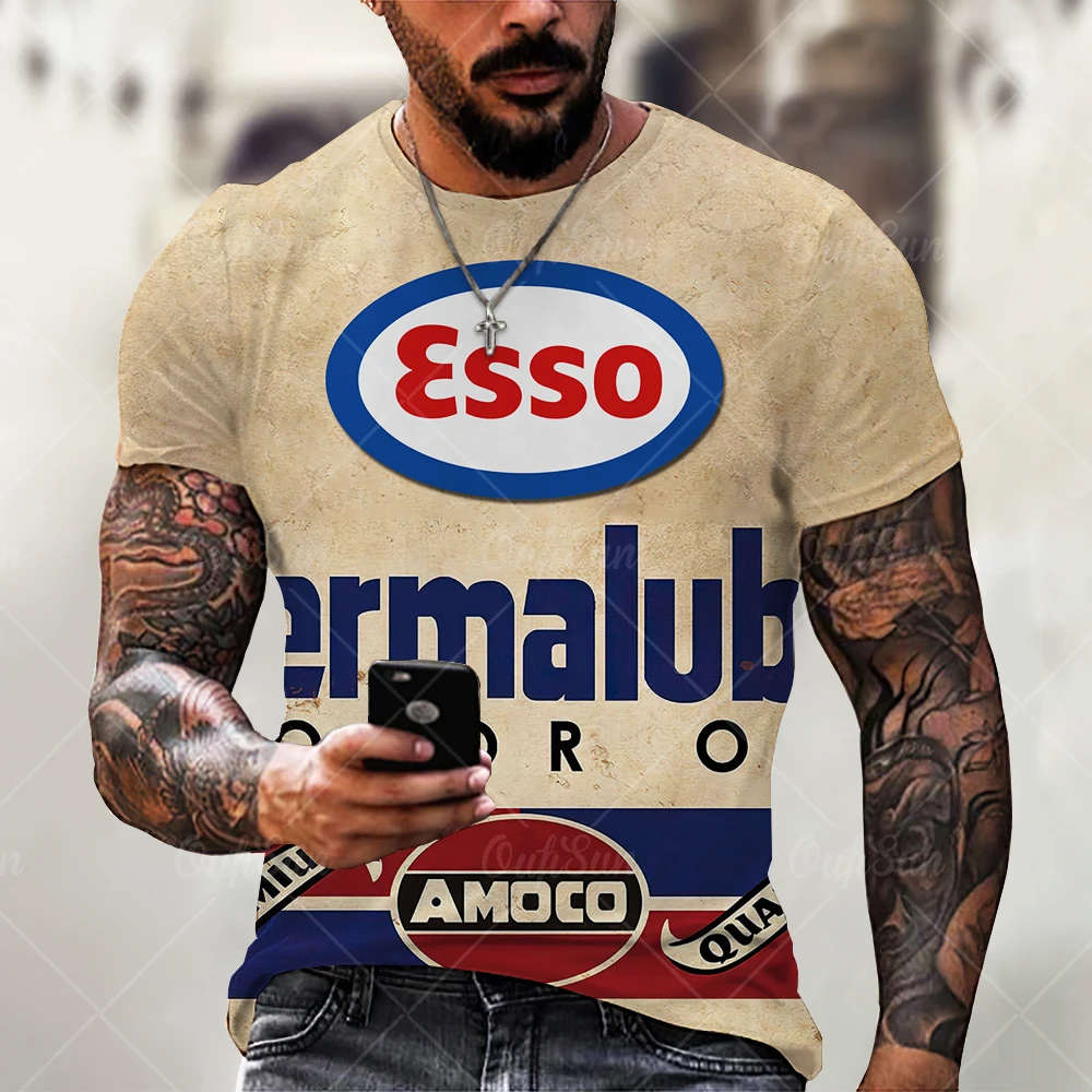 3d Tshirts For Men Vintage Casual T-shirt Street Fashion Men Monogram Printed T-shirt Short-sleeved Loose Oversized T-shirt Tops