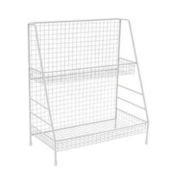 

Decoration Basket Multifunction Storage Utensil Metal Desktop Organizer Shelf Bracket Double Layers Home Rack Bathroom Practical