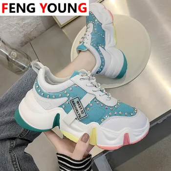 

Sneakers Rivet Designers Chunky Mesh 2020 Women Platform Breathable Old Dad Shoes Female Fashion Casual Shoes Woman Trainers