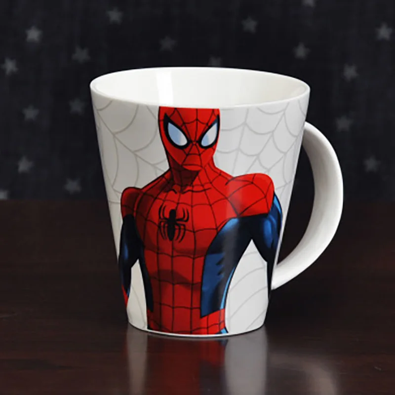 3 дизайн 450 мл Супермен Человек-паук герои воды Молоко Кофе Кружка для сока чашка мультфильм анимированные керамические чашки коллекция - Цвет: 3