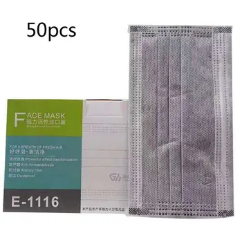 

50Pcs 4 Layers Activated Carbon Breathable Mask Anti Formaldehyde Bad Smell Anti-Bacteria Mouth Mask Disposable