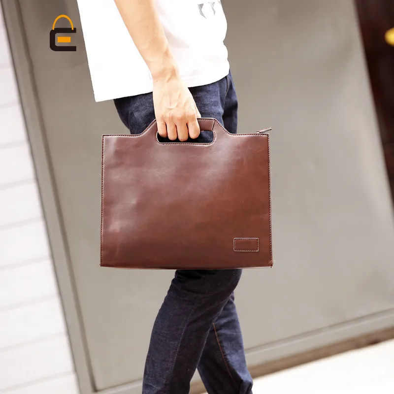 Men's Business office Briefcase Brand PU Leather Handbag male Vintage Tote Computer Laptop bag Casual Shoulder File bags Retro