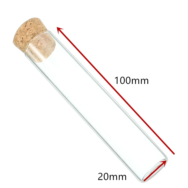5pcs 12x100mm/15x100mm/18x100mm/20x100mm/25x100mm/40x100mm Flat Bottom Glass Test Tube With Cork Stoppers For Kinds Of TESTS 6