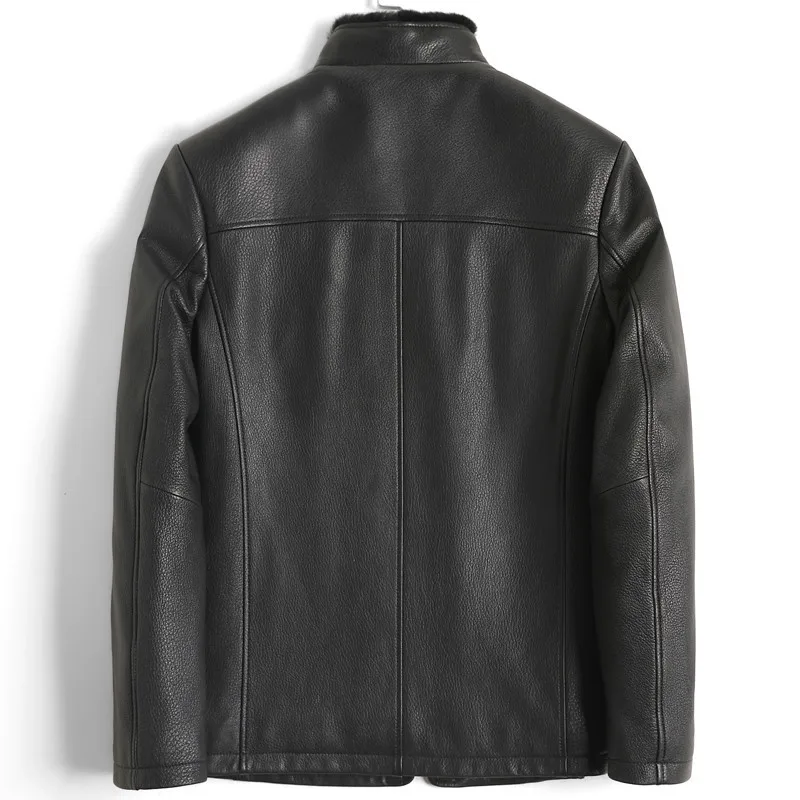 Мужская куртка из натуральной кожи зимняя роскошная норковая с подкладкой