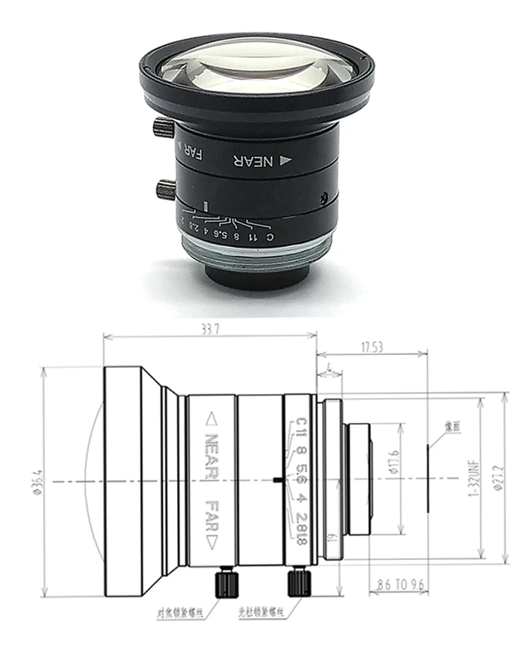 Без искажений промышленный объектив 4 мм HD Широкий формат Fisheye Объектив fa C Интерфейс 1/1. 8 Обнаружение и распознавание измерения