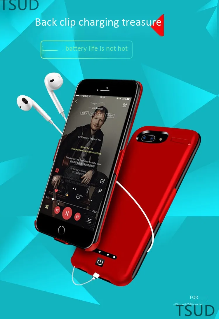 7200mah зарядное устройство высокой мощности чехол для iphone 6 6s 7 8 plus портативная беспроводная зарядка для iphone 6 6s 7 8 plus 2 в 1