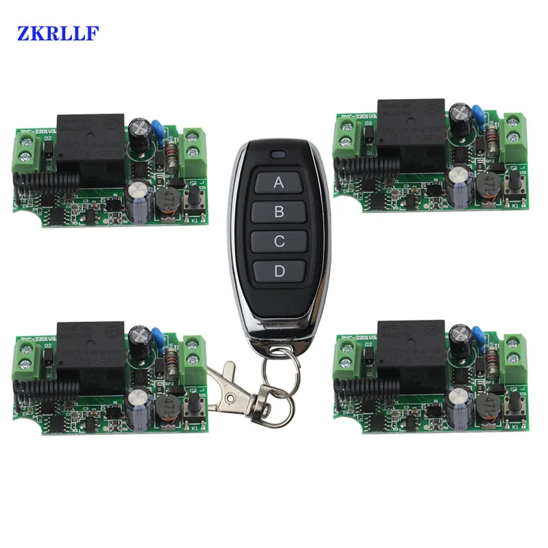 433Mhz Universal AC 110V 220V 1 CH Wireless Remote Control Switch Relay Receiver Module 4 CH RF LED Remote Transmitter Light DIY-6