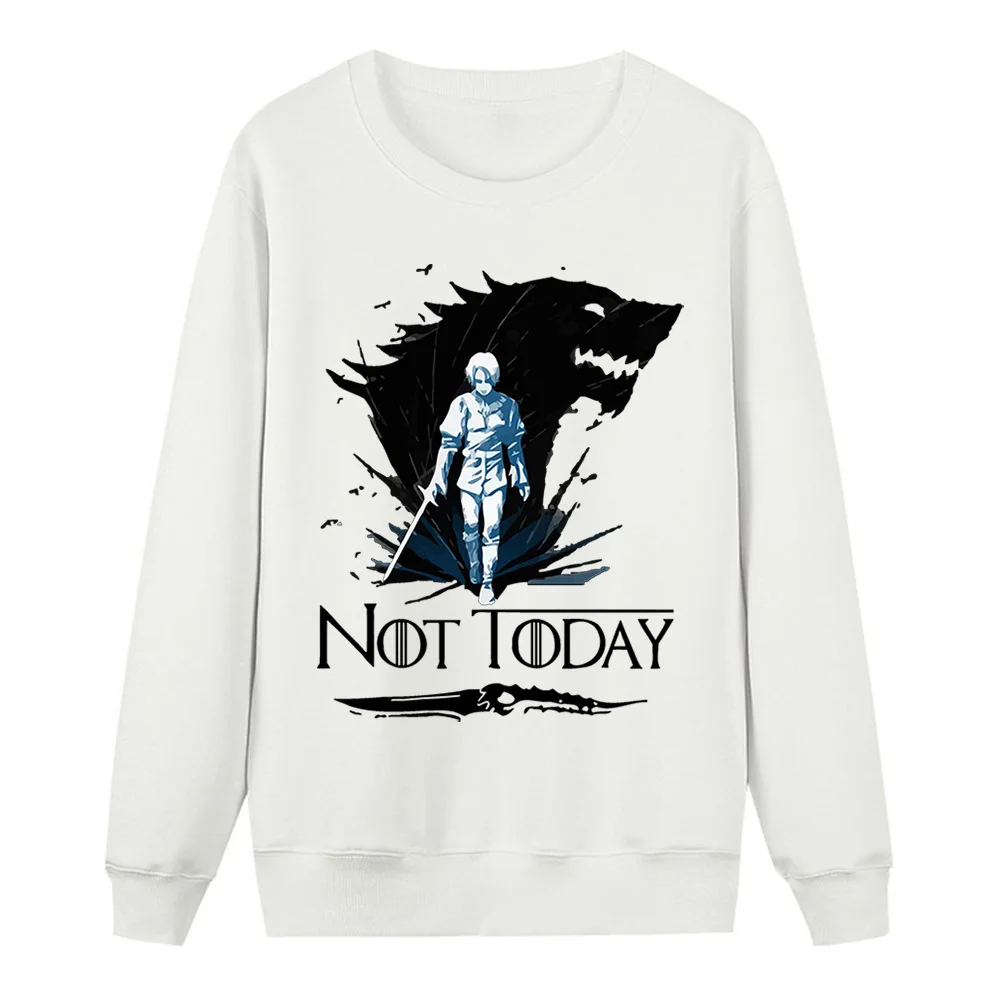 Arya Stark House Stark толстовка с волком не сегодня Игра престолов Толстовка Зимняя уличная Женская Повседневная Толстовка спортивный костюм для женщин - Цвет: white  6